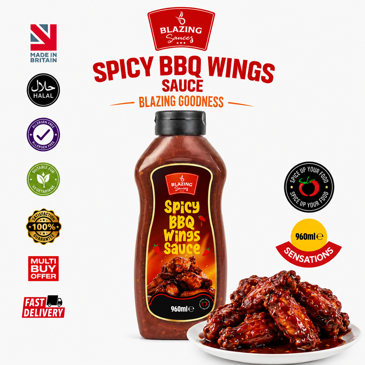BLAZING SPICY BBQ WINGS SAUCE 960ML