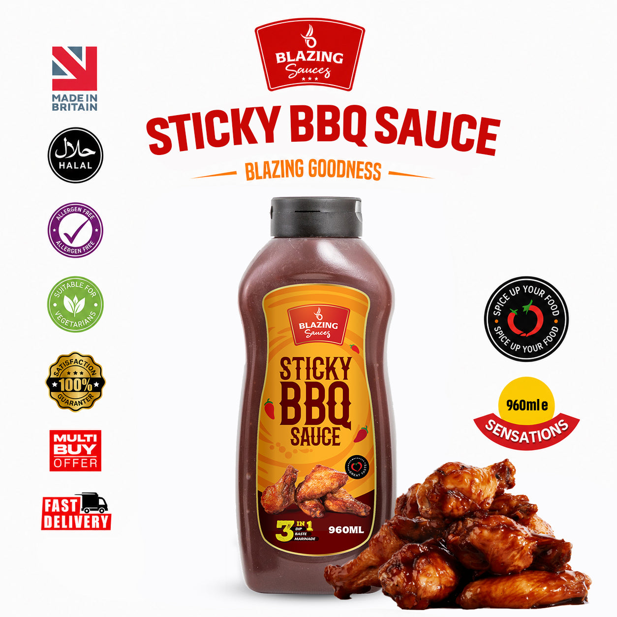 BLAZING STICKY BBQ SAUCE 1LTR